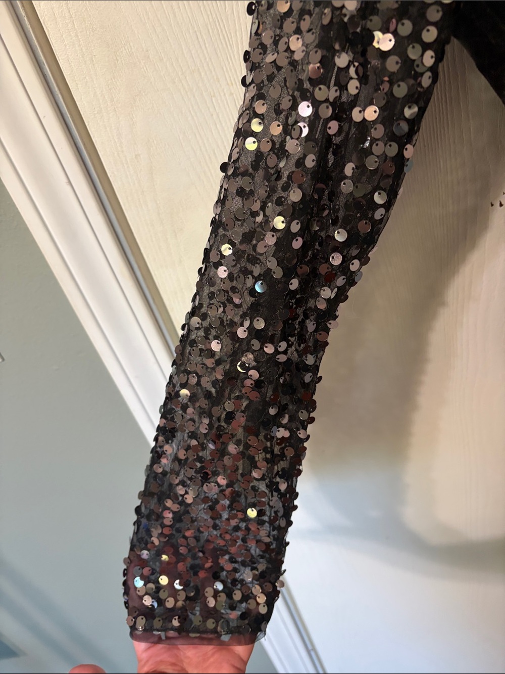 Free People Celine Tee Sequined Embellished Sleeve Oversized Twofer Top Sz Large - Picture 6 of 8